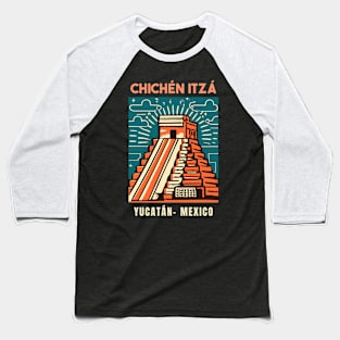 A Vintage Travel Art of Chichén Itzá - Mexico Baseball T-Shirt